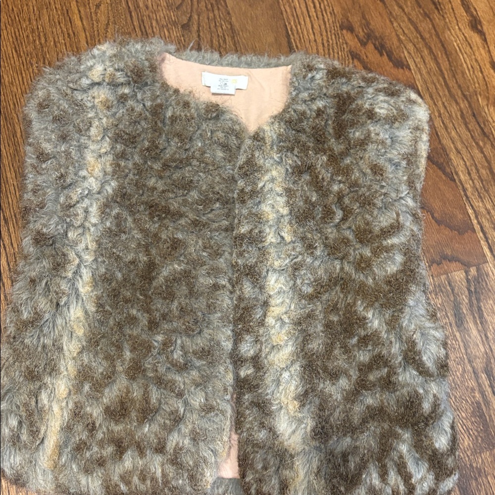 Crewcuts Faux Fur Vest in Gray and Cream